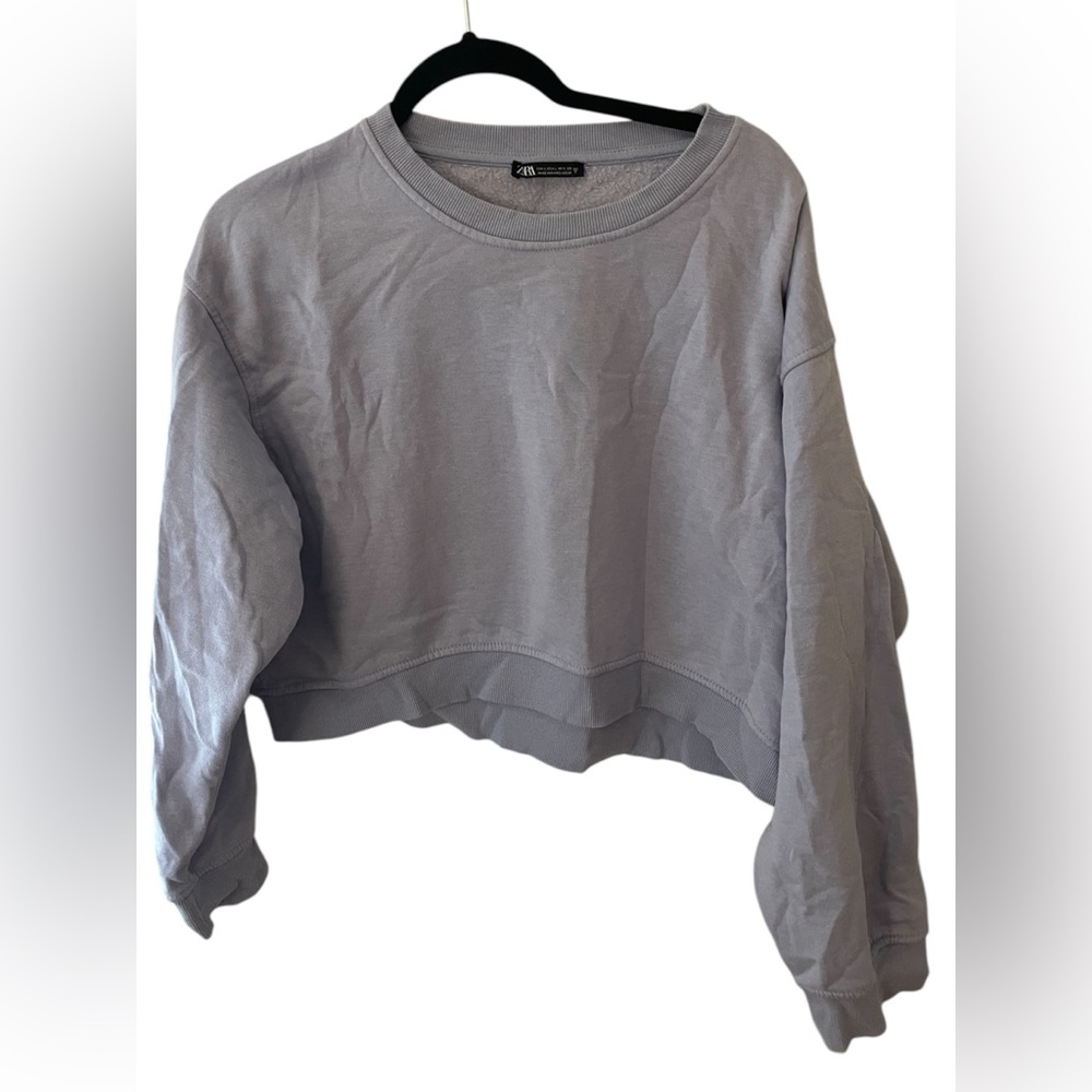 Zara Lavender Purple Cropped Sweatshirt - Picture 2 of 5